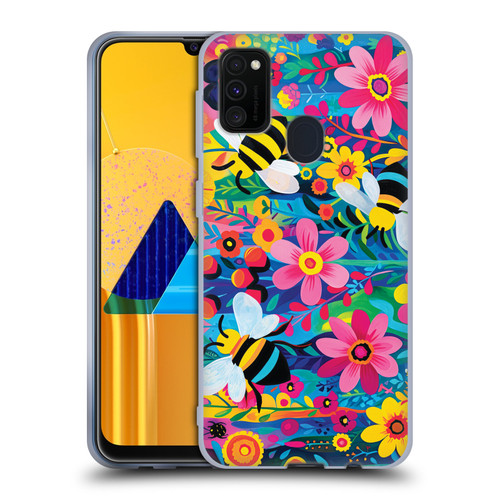Michael David Ward Humor & Botanicals Bees and Flowers Soft Gel Case for Samsung Galaxy M30s (2019)/M21 (2020)