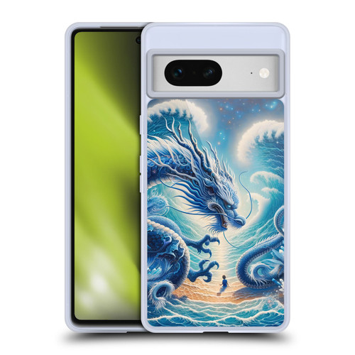 Shambhala Light Visionary Art Ethereal Graphics Blue Dragon Wave Soft Gel Case for Google Pixel 7