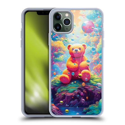 Michael David Ward Psychedelic Art Teddy Bear In Wonderland Soft Gel Case for Apple iPhone 11 Pro Max