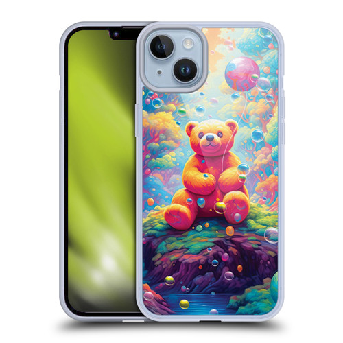Michael David Ward Psychedelic Art Teddy Bear In Wonderland Soft Gel Case for Apple iPhone 14 Plus