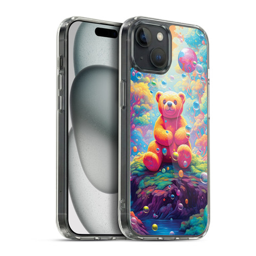 Michael David Ward Psychedelic Art Teddy Bear In Wonderland Soft Gel Case for Apple iPhone 15 Plus & MagSafe