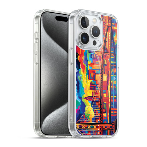 Michael David Ward Psychedelic Art Midnight In San Francisco Soft Gel Case for Apple iPhone 15 Pro & MagSafe