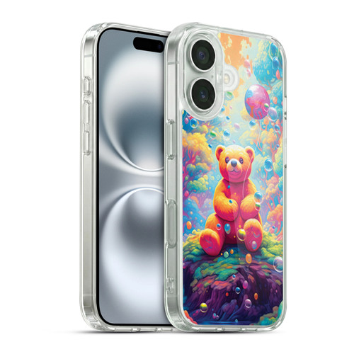 Michael David Ward Psychedelic Art Teddy Bear In Wonderland Soft Gel Case for Apple iPhone 16 & MagSafe