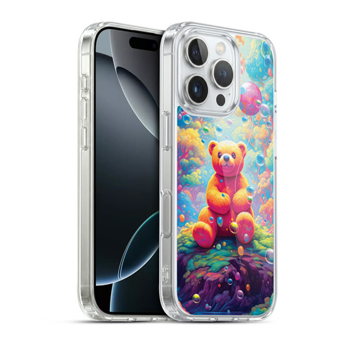 Michael David Ward Psychedelic Art Teddy Bear In Wonderland Soft Gel Case for Apple iPhone 16 Pro & MagSafe