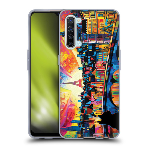 Michael David Ward Psychedelic Art Midnight Cat In Paris Soft Gel Case for OPPO Find X2 Lite 5G