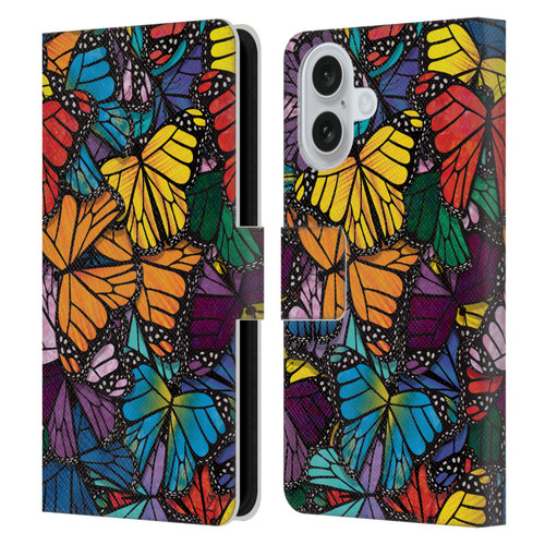 Suzan Lind Butterflies Monarch Leather Book Wallet Case Cover For Apple iPhone 16