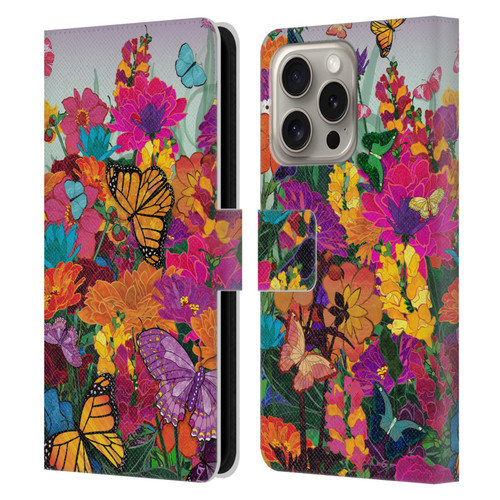 Suzan Lind Butterflies Garden Leather Book Wallet Case Cover For Apple iPhone 16 Pro