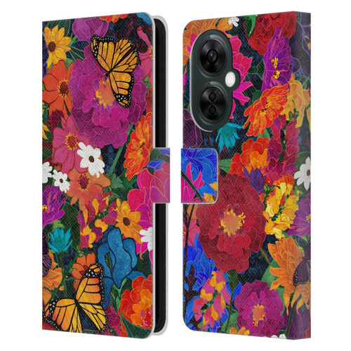 Suzan Lind Butterflies Flower Collage Leather Book Wallet Case Cover For OnePlus Nord CE 3 Lite 5G