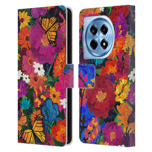 Suzan Lind Butterflies Flower Collage Leather Book Wallet Case Cover For OnePlus 12R