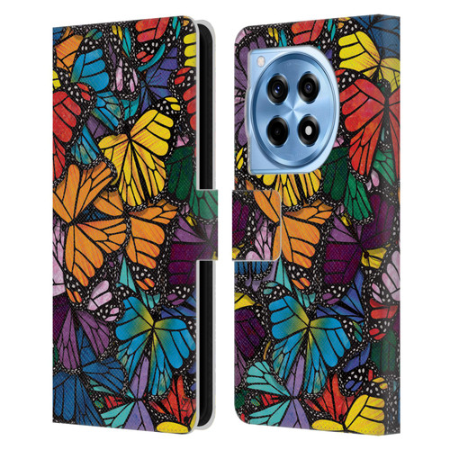 Suzan Lind Butterflies Monarch Leather Book Wallet Case Cover For OnePlus 12R