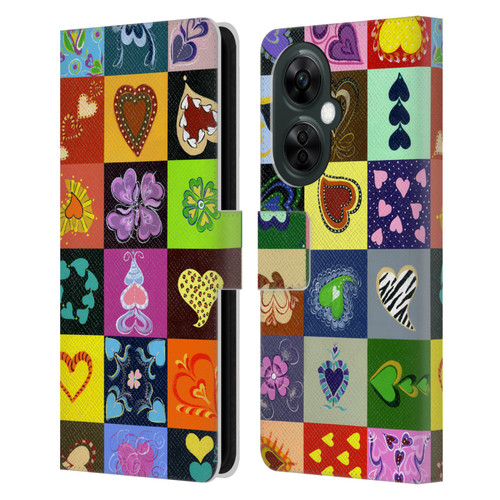 Suzan Lind Colours & Patterns Heart Quilt Leather Book Wallet Case Cover For OnePlus Nord CE 3 Lite 5G