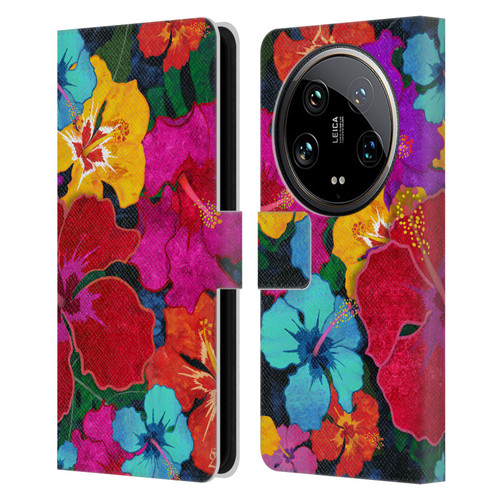 Suzan Lind Colours & Patterns Tropical Hibiscus Leather Book Wallet Case Cover For Xiaomi 14 Ultra