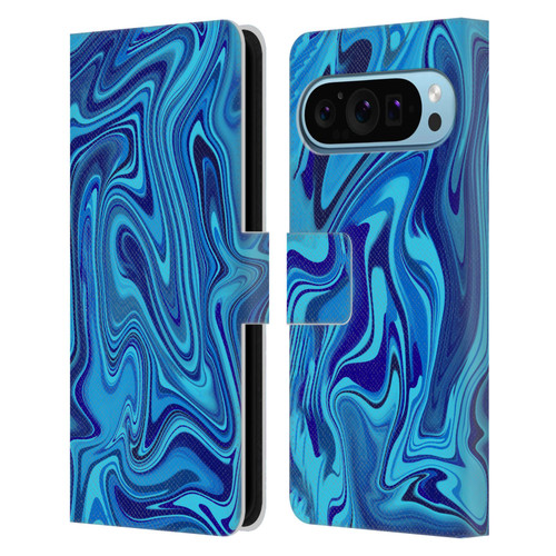 Suzan Lind Marble Blue Leather Book Wallet Case Cover For Google Pixel 9 / Pixel 9 Pro