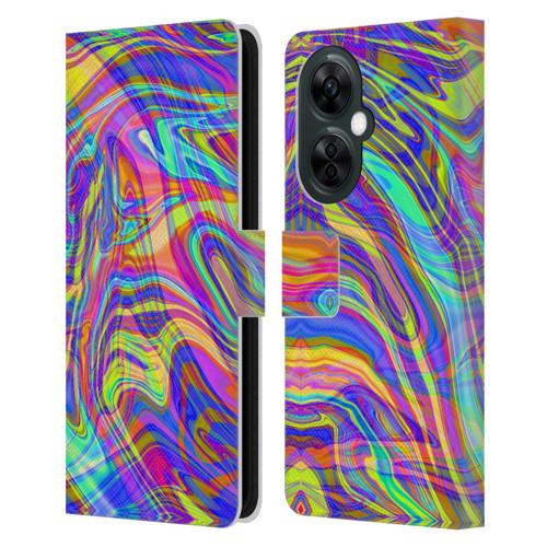 Suzan Lind Marble Illusion Rainbow Leather Book Wallet Case Cover For OnePlus Nord CE 3 Lite 5G