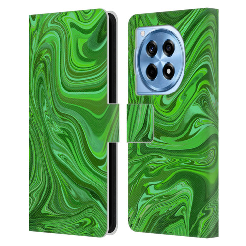 Suzan Lind Marble Emerald Green Leather Book Wallet Case Cover For OnePlus 12R