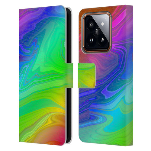 Suzan Lind Marble Rainbow Leather Book Wallet Case Cover For Xiaomi 14