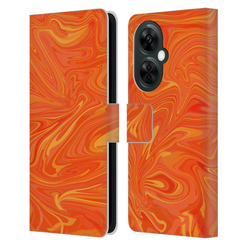 Suzan Lind Marble 2 Honey Orange Leather Book Wallet Case Cover For OnePlus Nord CE 3 Lite 5G