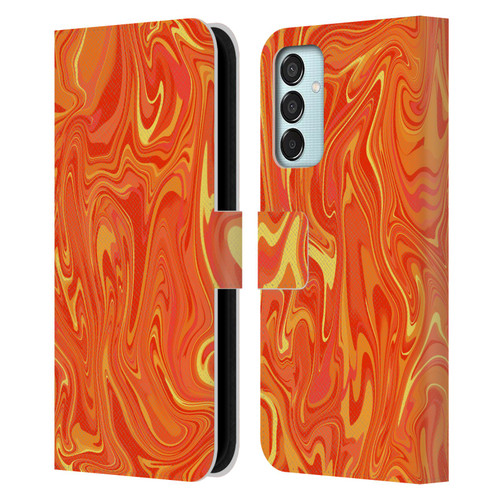 Suzan Lind Marble 2 Orange Leather Book Wallet Case Cover For Samsung Galaxy M15/F15 5G