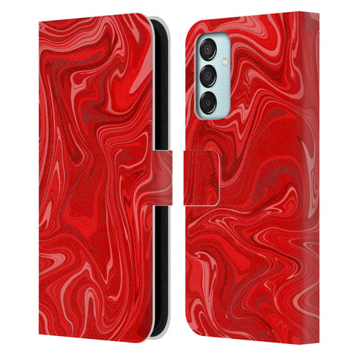 Suzan Lind Marble 2 Red Leather Book Wallet Case Cover For Samsung Galaxy M15/F15 5G