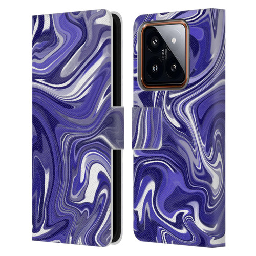 Suzan Lind Marble 2 Dark Violet Leather Book Wallet Case Cover For Xiaomi 14