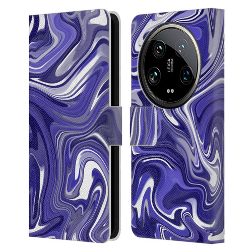 Suzan Lind Marble 2 Dark Violet Leather Book Wallet Case Cover For Xiaomi 14 Ultra