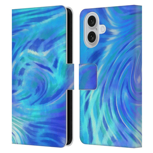 Suzan Lind Tie Dye 2 Deep Blue Leather Book Wallet Case Cover For Apple iPhone 16