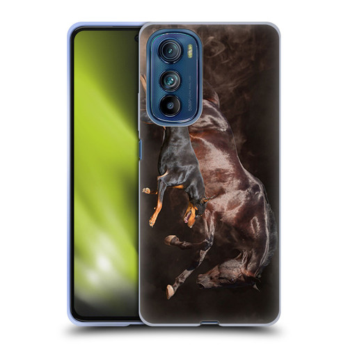 Klaudia Senator Animal Art Doberman And Horse Soft Gel Case for Motorola Edge 30