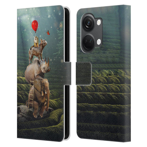 Klaudia Senator French Bulldog 2 Friends Reaching Butterfly Leather Book Wallet Case Cover For OnePlus Nord 3 5G