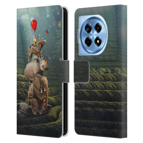 Klaudia Senator French Bulldog 2 Friends Reaching Butterfly Leather Book Wallet Case Cover For OnePlus 12R