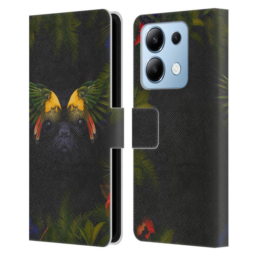 Klaudia Senator French Bulldog 2 Bird Feathers Leather Book Wallet Case Cover For Xiaomi Redmi Note 13/13 Pro 5G