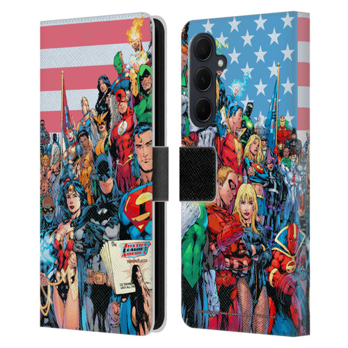 Justice League DC Comics Comic Book Covers Of America #1 Leather Book Wallet Case Cover For Samsung Galaxy A35 5G