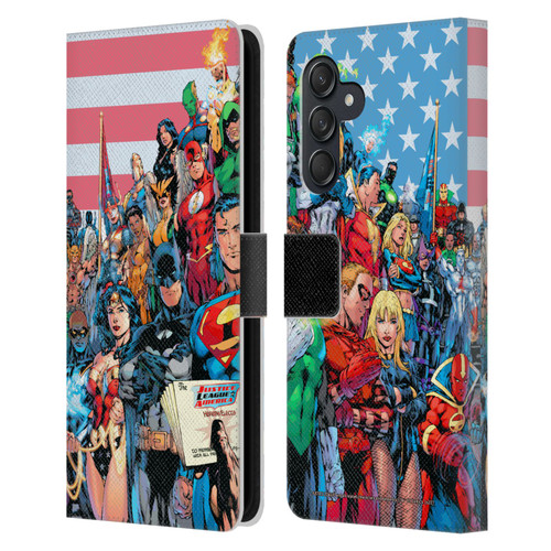 Justice League DC Comics Comic Book Covers Of America #1 Leather Book Wallet Case Cover For Samsung Galaxy M55 5G
