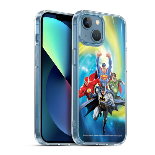 Justice League DC Comics Airbrushed Heroes Galaxy Soft Gel Case for Apple iPhone 13 Mini & MagSafe