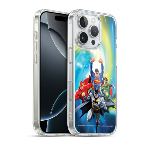 Justice League DC Comics Airbrushed Heroes Galaxy Soft Gel Case for Apple iPhone 16 Pro & MagSafe