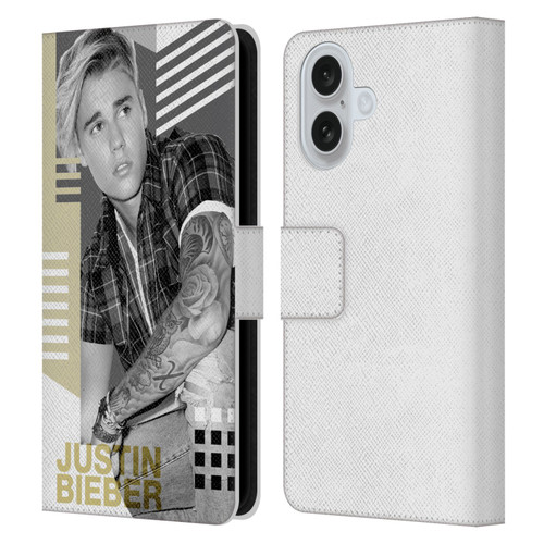 Justin Bieber Purpose B&w Calendar Geometric Collage Leather Book Wallet Case Cover For Apple iPhone 16