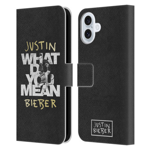 Justin Bieber Purpose B&w What Do You Mean Typography Leather Book Wallet Case Cover For Apple iPhone 16 Plus