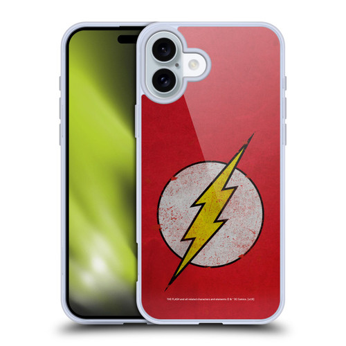 The Flash DC Comics Logo Distressed Look Soft Gel Case for Apple iPhone 16 Plus