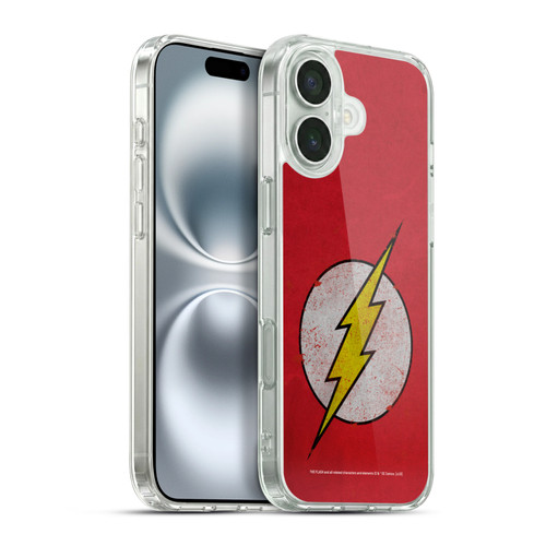 The Flash DC Comics Logo Distressed Look Soft Gel Case for Apple iPhone 16 Plus & MagSafe
