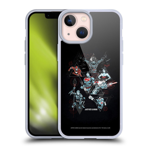 Justice League DC Comics Dark Electric Graphics Heroes Triangle Soft Gel Case for Apple iPhone 13 Mini