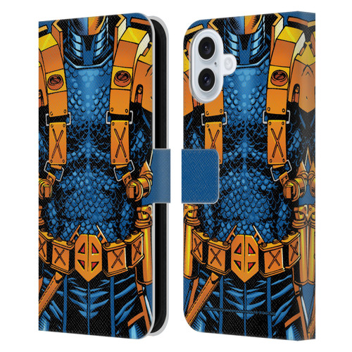 Justice League DC Comics Deathstroke Comic Art New 52 Costume Leather Book Wallet Case Cover For Apple iPhone 16 Plus