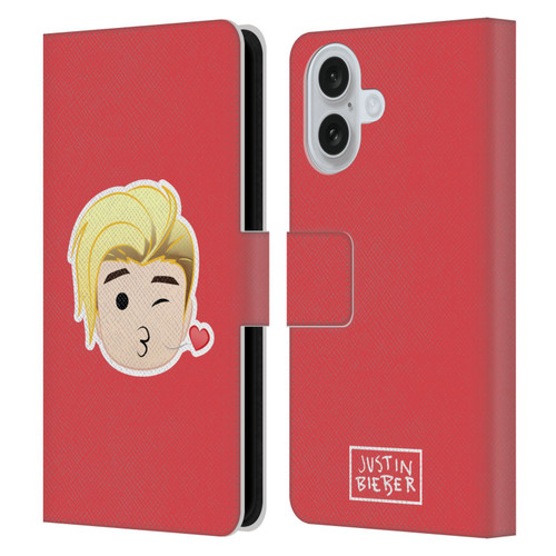 Justin Bieber Justmojis Kiss Leather Book Wallet Case Cover For Apple iPhone 16