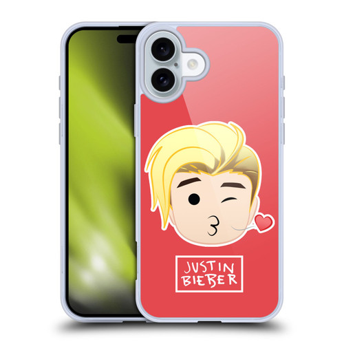 Justin Bieber Justmojis Kiss Soft Gel Case for Apple iPhone 16 Plus