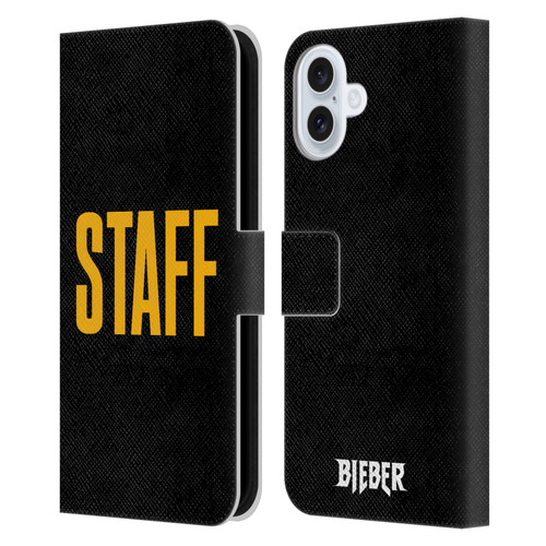 Justin Bieber Tour Merchandise Staff Leather Book Wallet Case Cover For Apple iPhone 16 Plus
