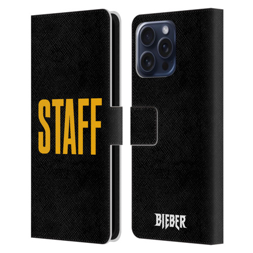 Justin Bieber Tour Merchandise Staff Leather Book Wallet Case Cover For Apple iPhone 16 Pro Max
