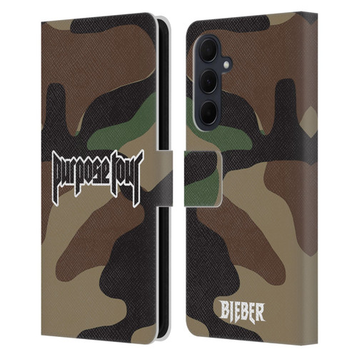 Justin Bieber Tour Merchandise Camouflage Leather Book Wallet Case Cover For Samsung Galaxy A35 5G