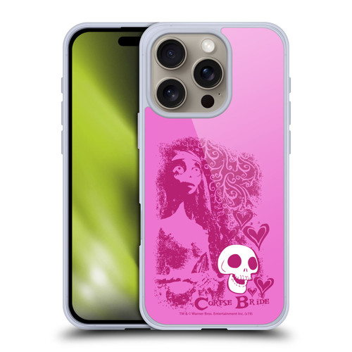 Corpse Bride Key Art Pink Distressed Look Soft Gel Case for Apple iPhone 16 Pro & MagSafe