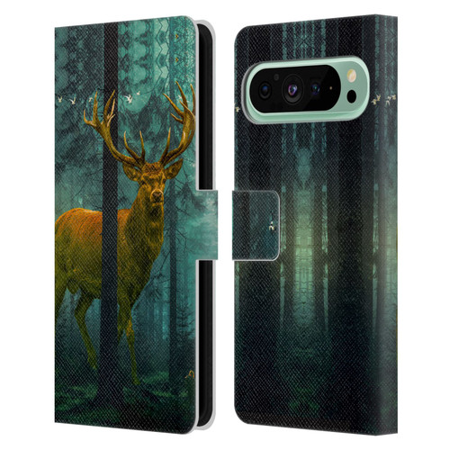 Dave Loblaw Animals Giant Forest Deer Leather Book Wallet Case Cover For Google Pixel 9 Pro XL