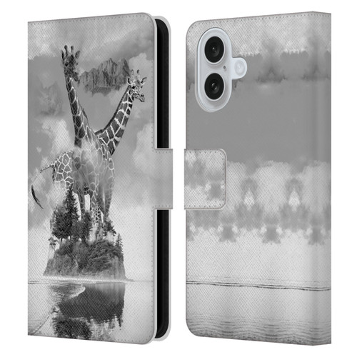 Dave Loblaw Animals Giraffe In The Mist Leather Book Wallet Case Cover For Apple iPhone 16