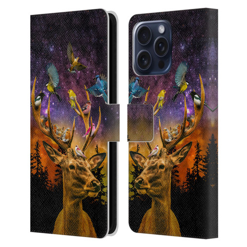 Dave Loblaw Animals Deer and Birds Leather Book Wallet Case Cover For Apple iPhone 16 Pro Max