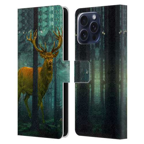 Dave Loblaw Animals Giant Forest Deer Leather Book Wallet Case Cover For Apple iPhone 16 Pro Max